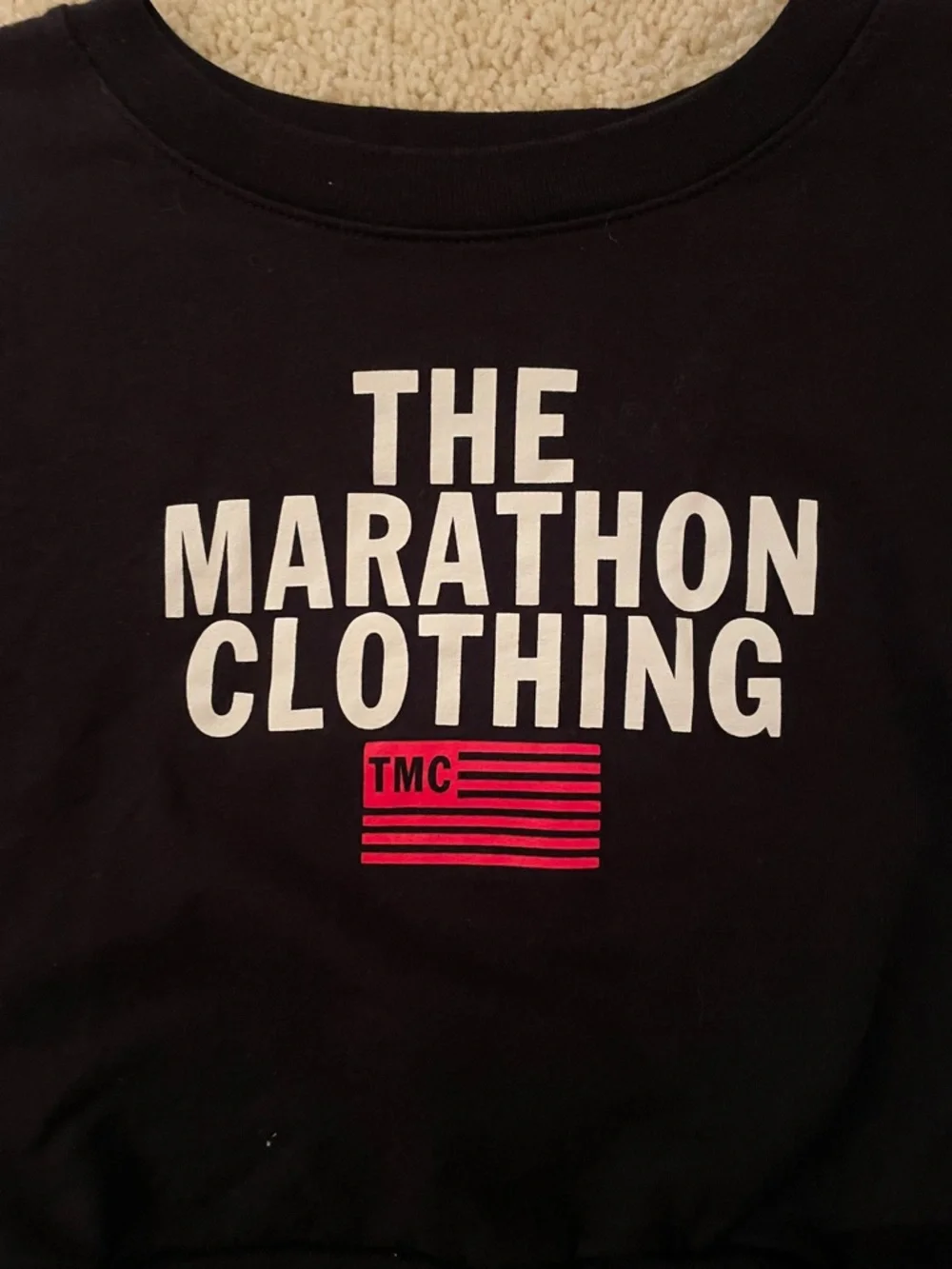The Marathon Clothing Black Cropped Crewneck with White Logo - Picture 4 of 8